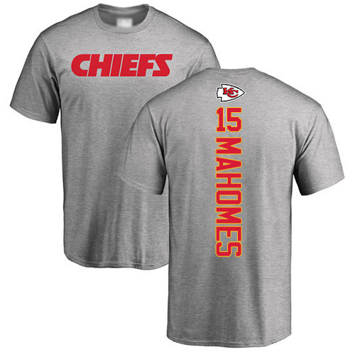 Men Kansas City Chiefs #15 Mahomes Patrick Ash Backer T-Shirt